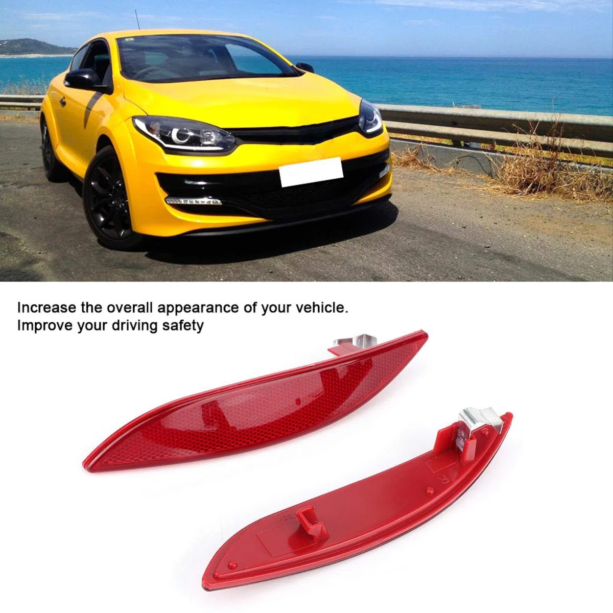 Reflector de parachoques de coche, tiras reflectoras de parachoques trasero izquierda y derecha 265600004R para RENAULT MEGANE MK3 2008-2013