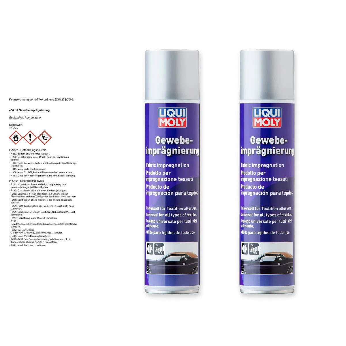 Liqui Moly 1594 - Spray impermeabilizante para tejidos (2 unidades, 400 ml)