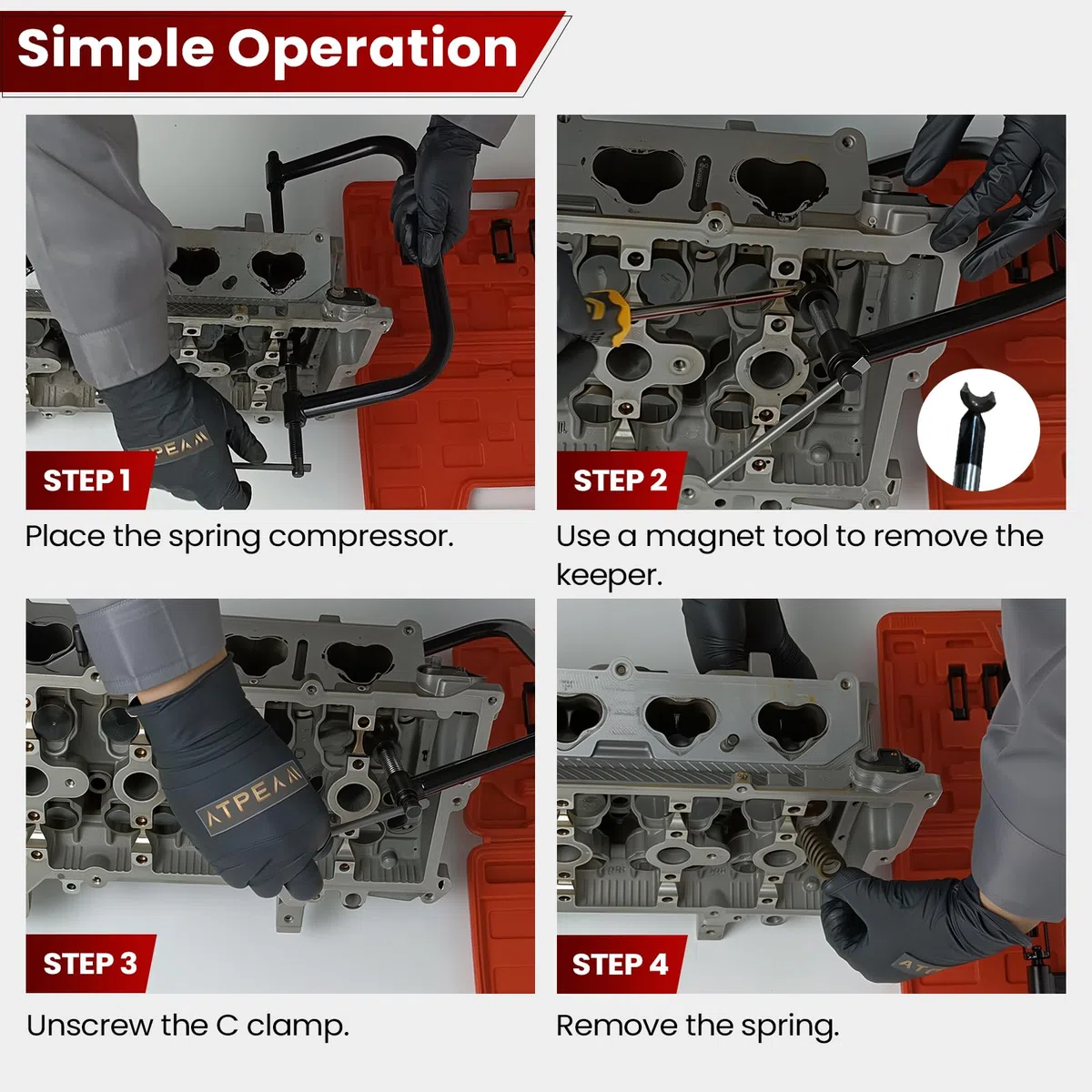 ATPEAM 10 Piezas Compresor de Muelles Amortiguador para Válvulas - Herramienta Profesional para Reparación de Coches, Motos y Vehículos