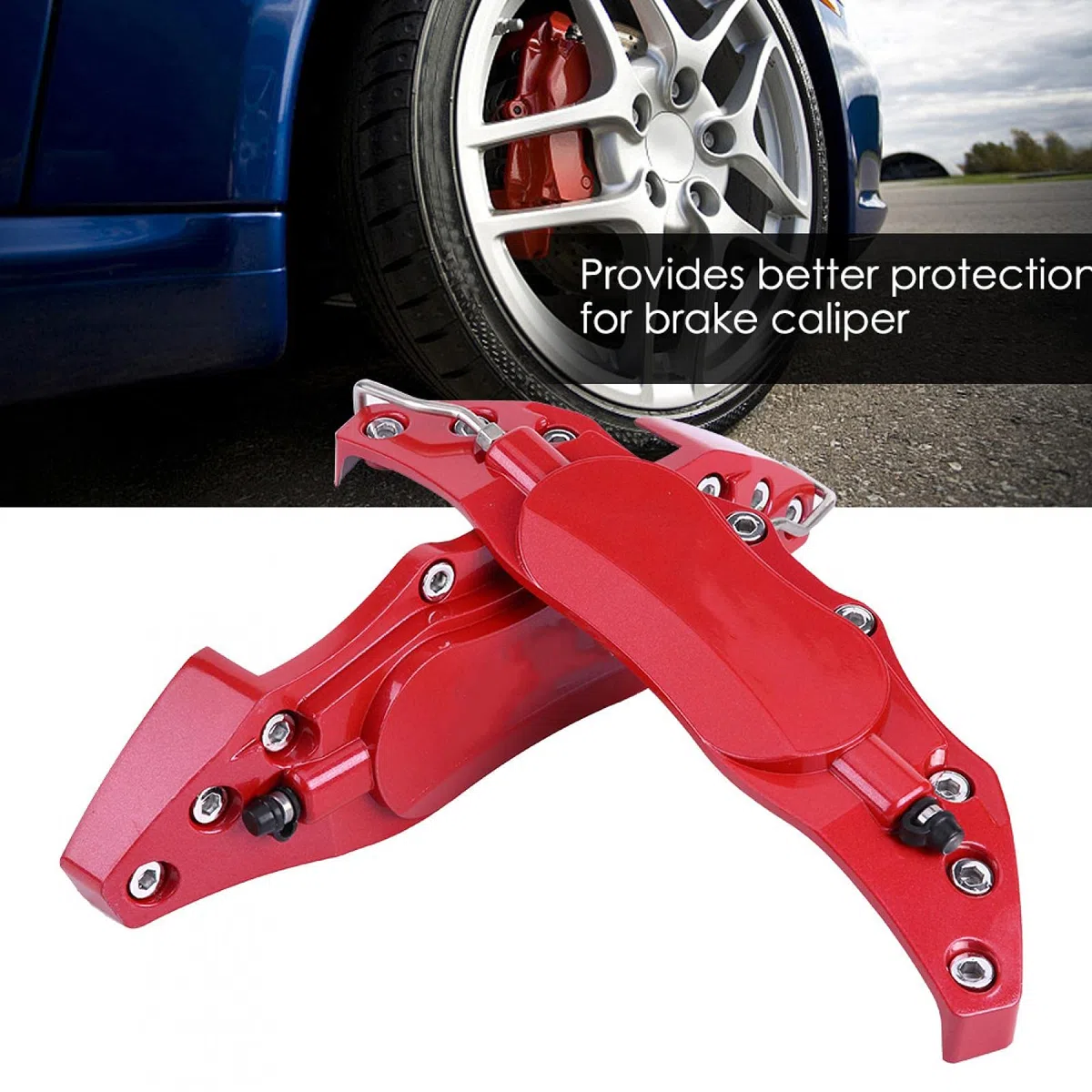 Cubierta de Pinza de Freno, Cubierta de Pinza de Freno de Coche, 2 Piezas de Cubierta Protectora de Pinza de Freno de Aluminio para Cubo de Rueda 16in-17in Mediano(rojo)