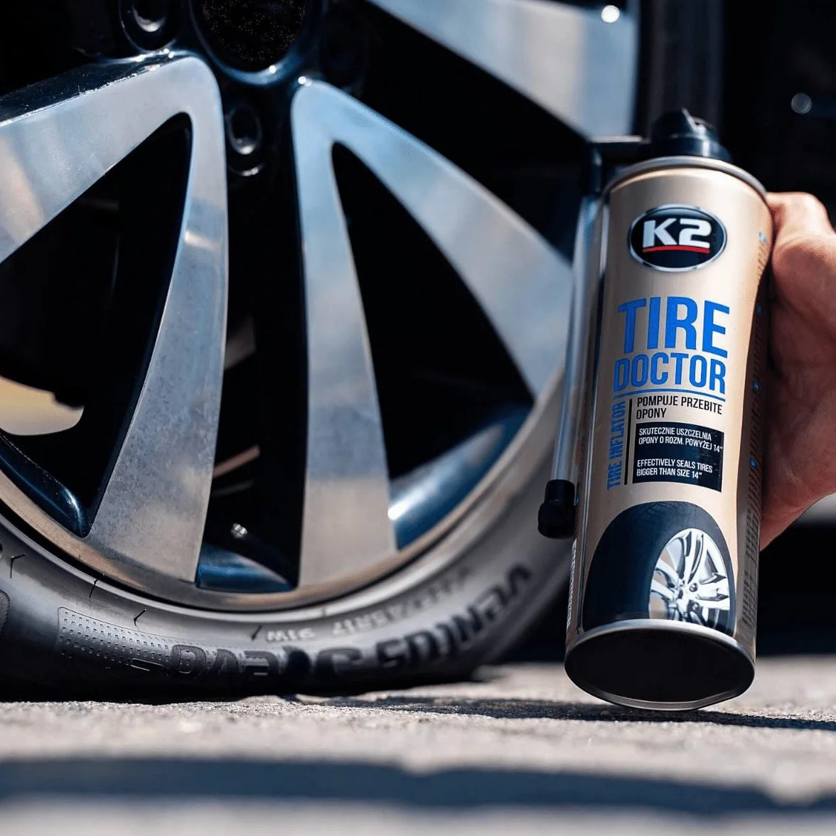 K2 Bombeo y Reparación de Ruedas Tire Doktor | 535 ml |Sellado Rápido | Eficiente | Ideal para Emergencias | No Daña los Neumáticos