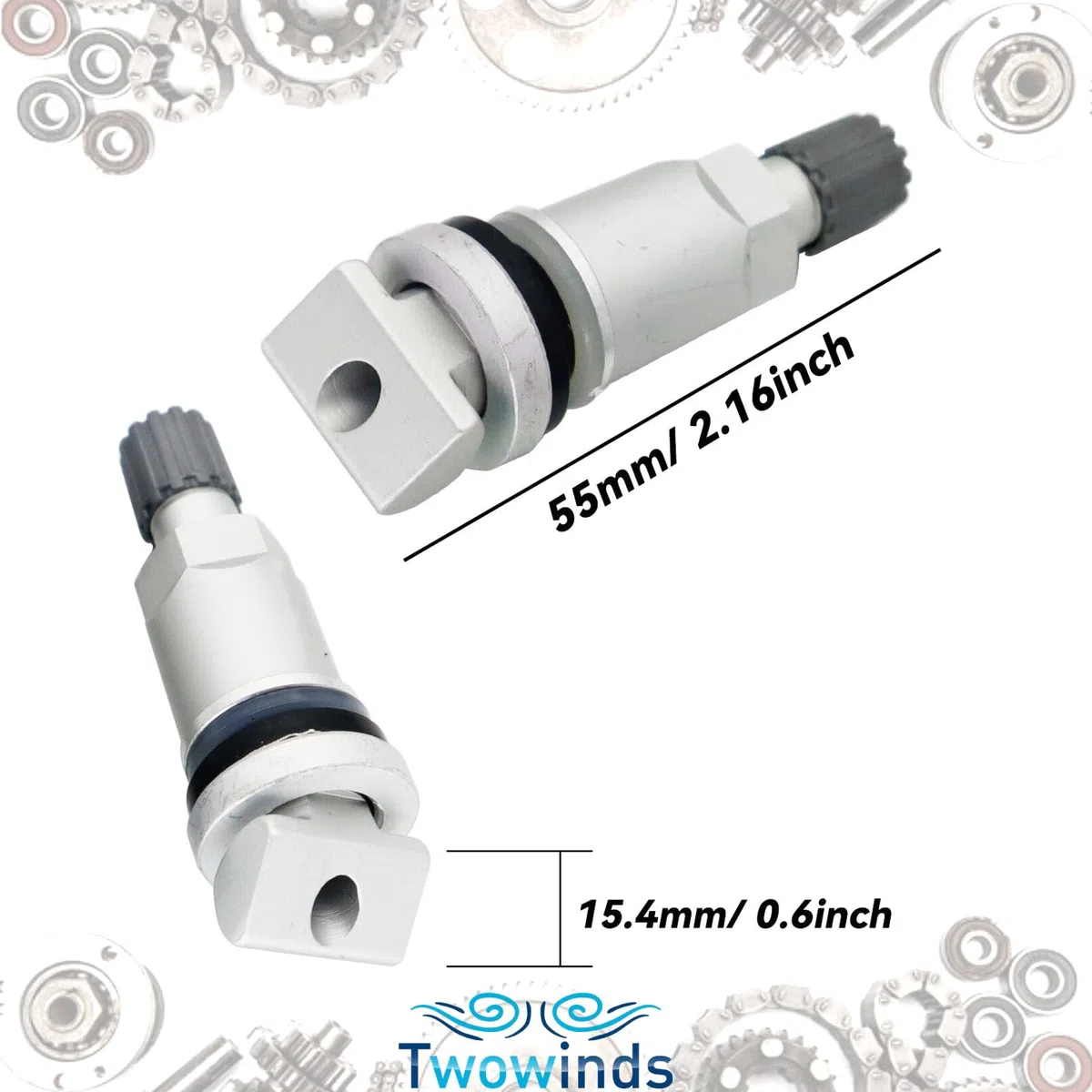 Twowinds - Válvula Sensor Presión Neumáticos 68001696AA Compatible con Jeep Patriot, Liberty, Grand Cherokee, Dakota, Land Rover Freelander 2, Discovery, Rang Rover - TPMS (set de 4)
