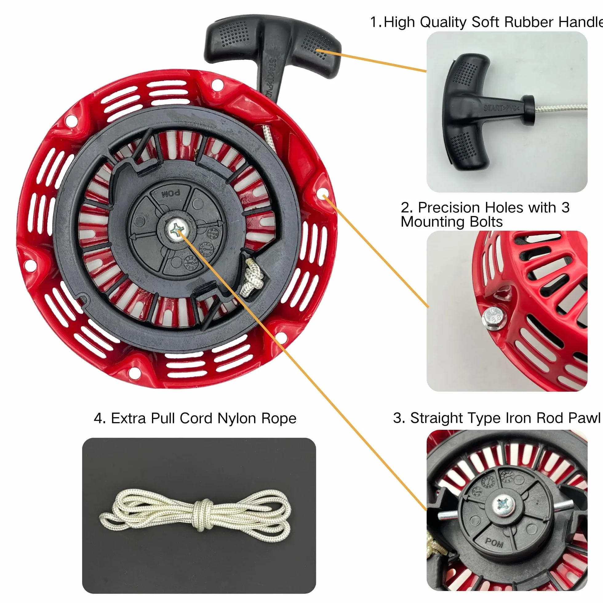 Lanzador GX160 Seilzugstarter para Honda GX200 GX120 Pull Cord Replacement Red 28400-ZH8-023ZB 28400-Z0T-003ZB 28400-Z4M-305ZB