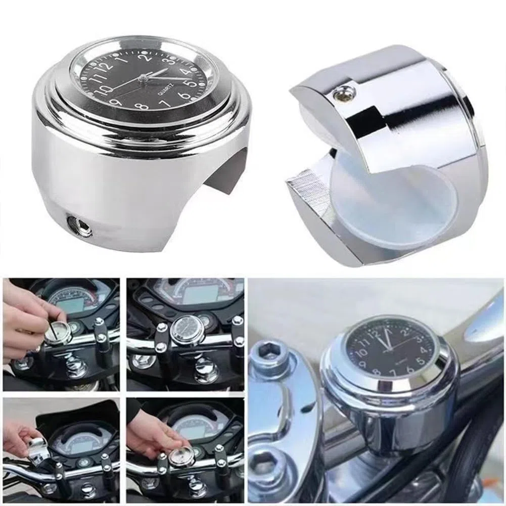 Tyenaza Reloj de Moto Manillar Universal, 1 Par 7/8 Pulgadas Relojes de Manillar de Motocicleta y Termómetro, Impermeable a Prueba de Polvo Universal Moto Cromo Reloj Temp, para Motocicletas(Blanco)