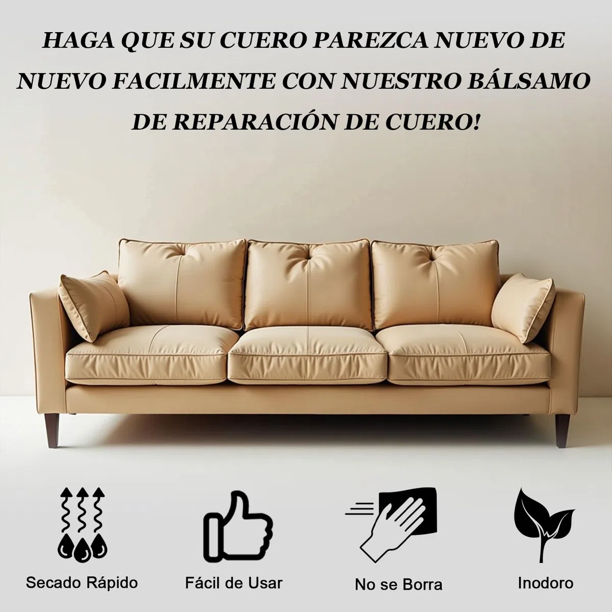 250g Beige Kit de Reparación para Cuero,Cuero Liquido Reparador,Pintura para Cuero para Reparar el Desgaste y Las Marcas en Sofás, Muebles de Vinilo, Asientos de Automóvil y Zapatos de Cuero