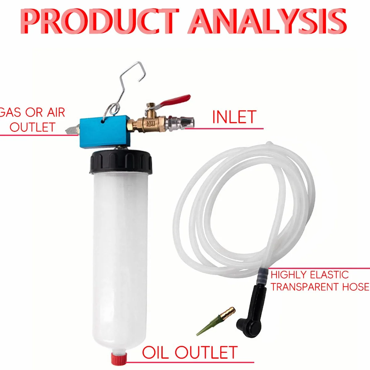 JNNJ Extractor Neumático De Líquido De Frenos, Drenaje Vacío Bomba Aceite, Purgador De Freno Cambio Aceite Bomba Automóvil, Herramienta Reemplazo Cambio Aceite Dirección Asistida con Manguera Botella