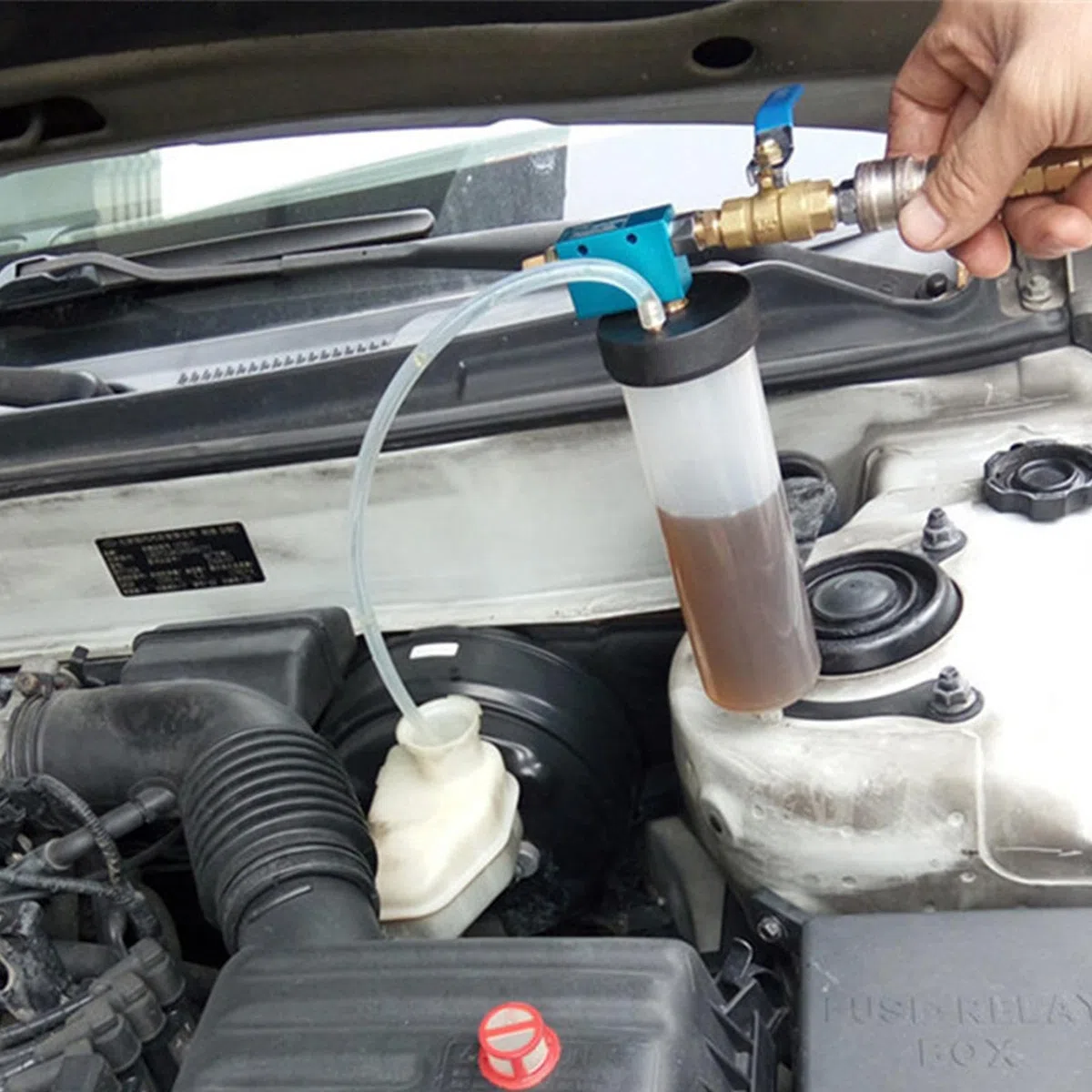 Extractor de fluidos automotrices - Purgador de frenos universal, evacuador neumático | Para coches, motocicletas, camiones, RV, SUV, bomba de cambio de, mantenimiento al vacío, tanque de succi