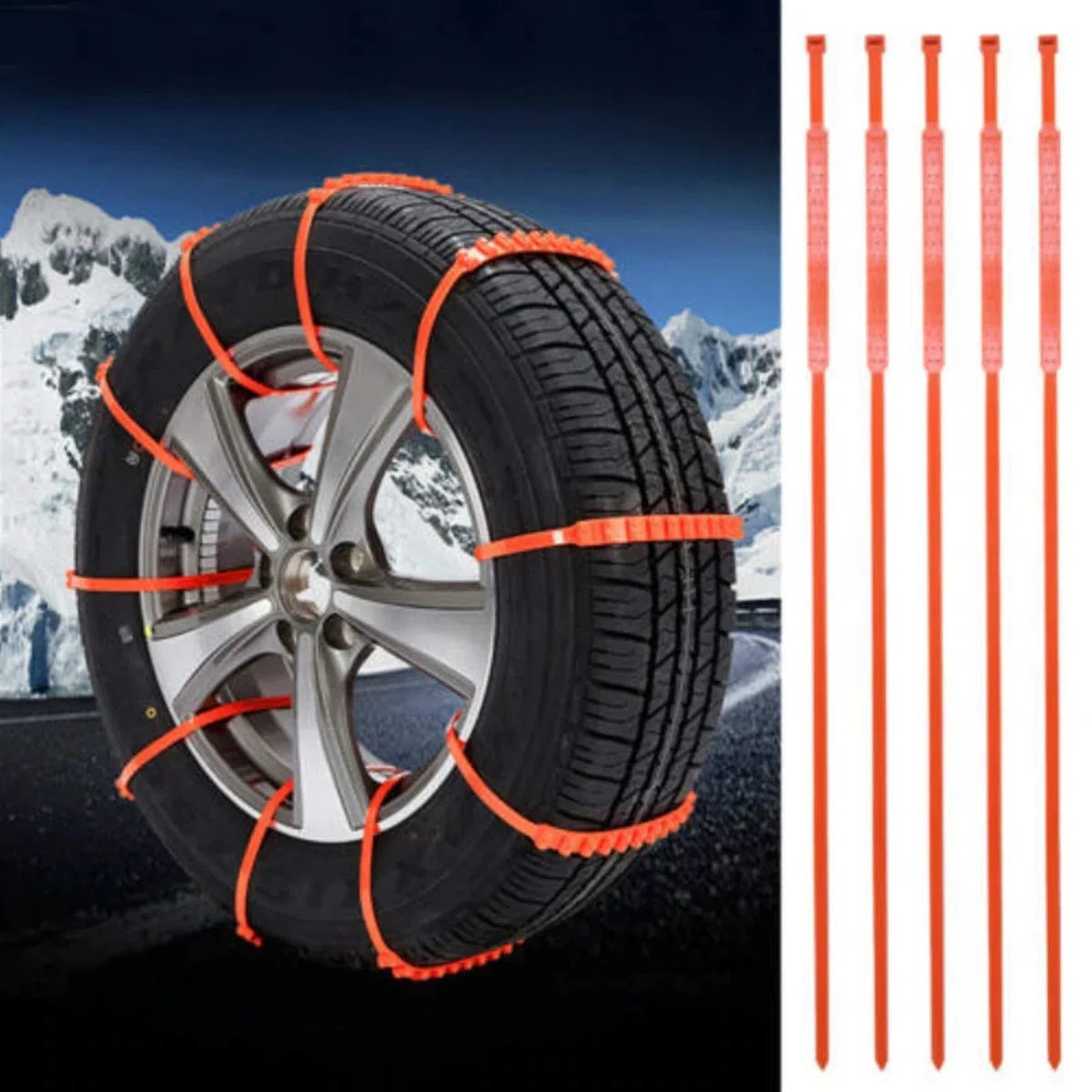 Cadena de Nieve para Coche Cadena de Nieve Antideslizante 10 Piezas Corbatas Antideslizantes para neumáticos de Coche Cadenas de Nieve Rueda de neumático de Coche Cable antidesliza