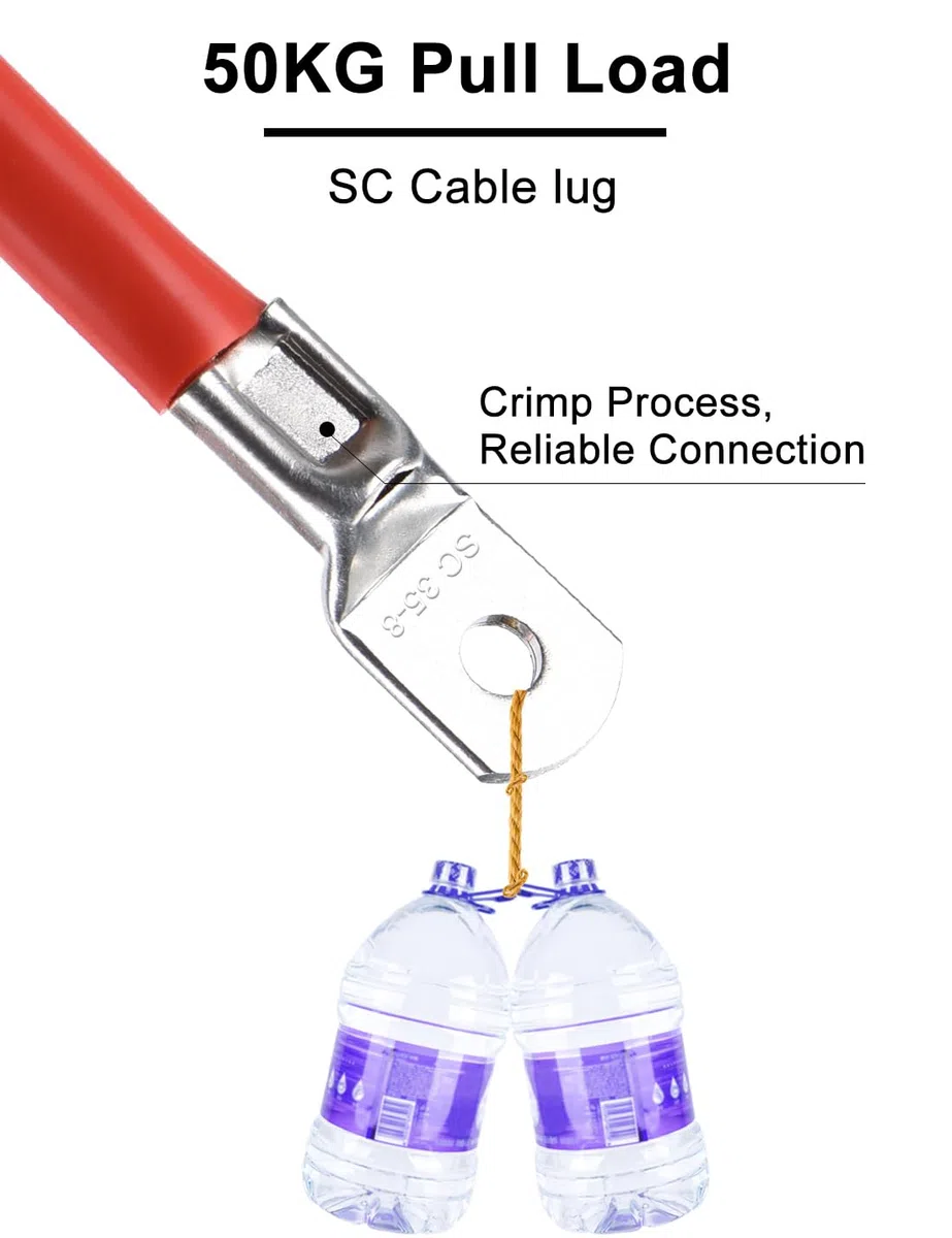 DIHOOL Cable de batería 25mm2 M8 50cm 4awg Cable de Silicona Flexible Resistente al Calor