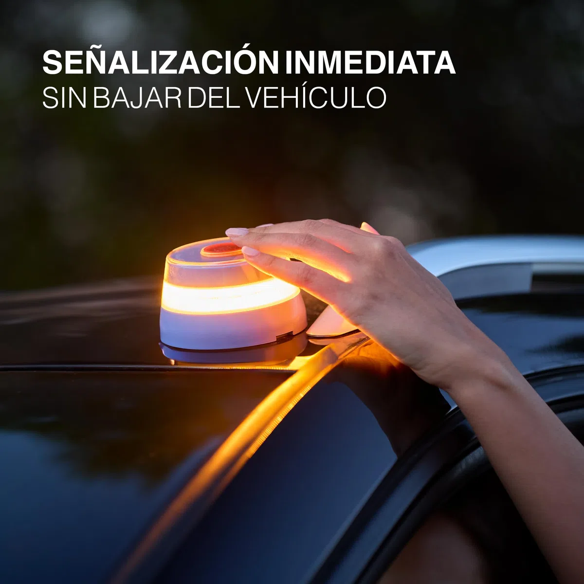SafetyTech - Luz Emergencia Coche Homologado DGT, con SIM Telefónica y Datos Gratis hasta 2038, Baliza V16 Homologada DGT con Geolocalizador 3.0 + Funda Accesorios Coche, V16 con Geolocalización