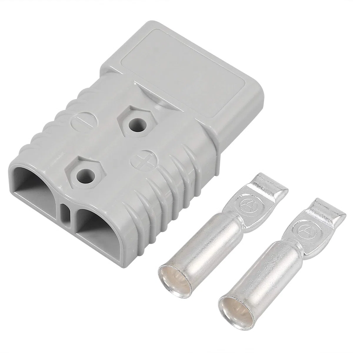 2 prensaestopas de cable para conector Anderson, 120 A de alta corriente, conector de cable rápido, certificado para coche, caravana, caravana, barco (120 A, gris)