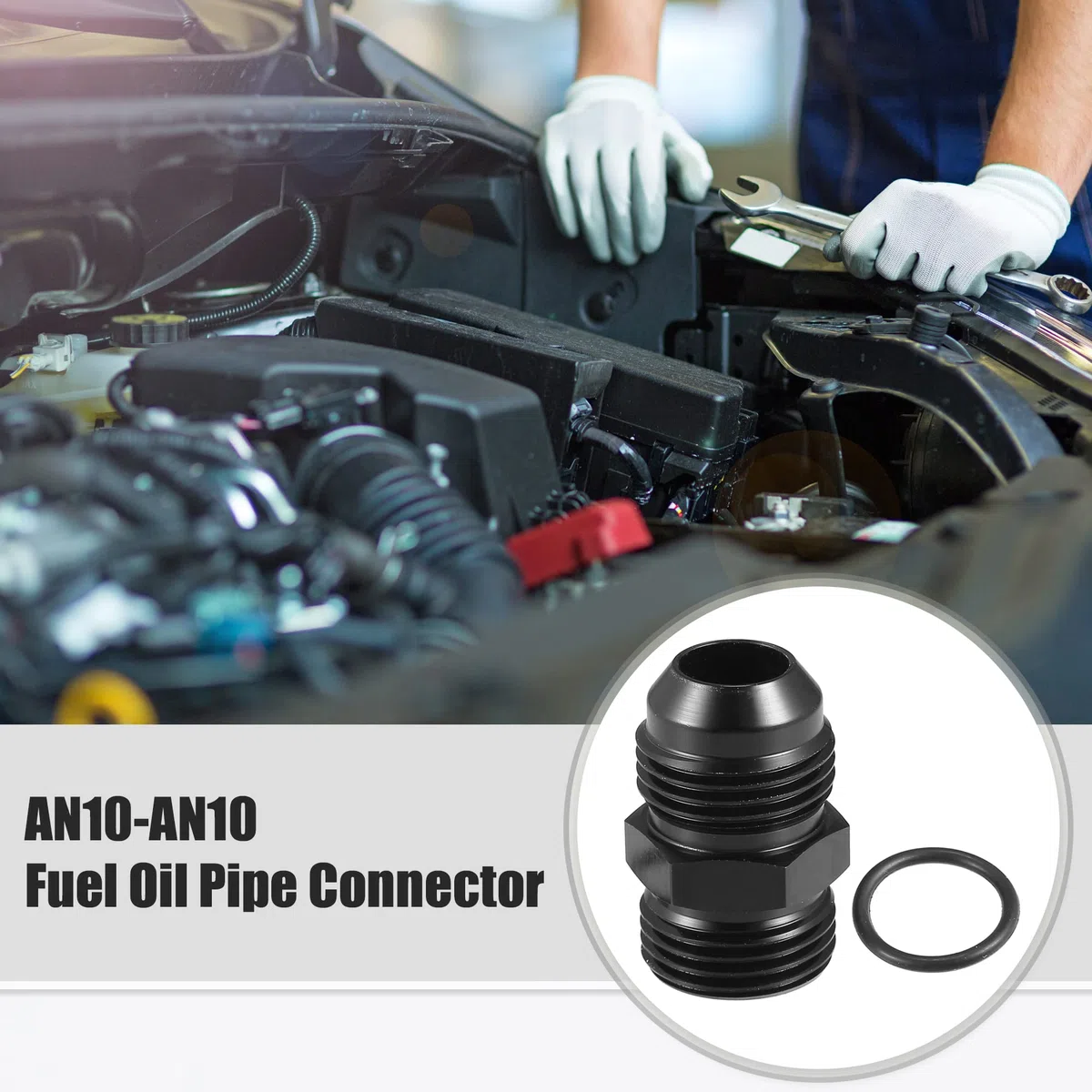 A ABSOPRO AN10 a AN10 Combustible Raíl Adaptador Conector Racor Negro - 4 Uds