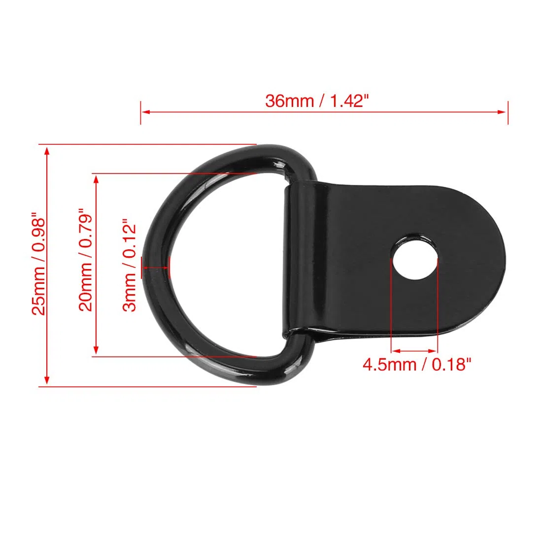X AUTOHAUX 20 Piezas Anillos de Amarre en D Forma de Acero Inoxidable Amarre Anclaje Amarre círculos para Coche Camión Remolque Autocaravana Negro