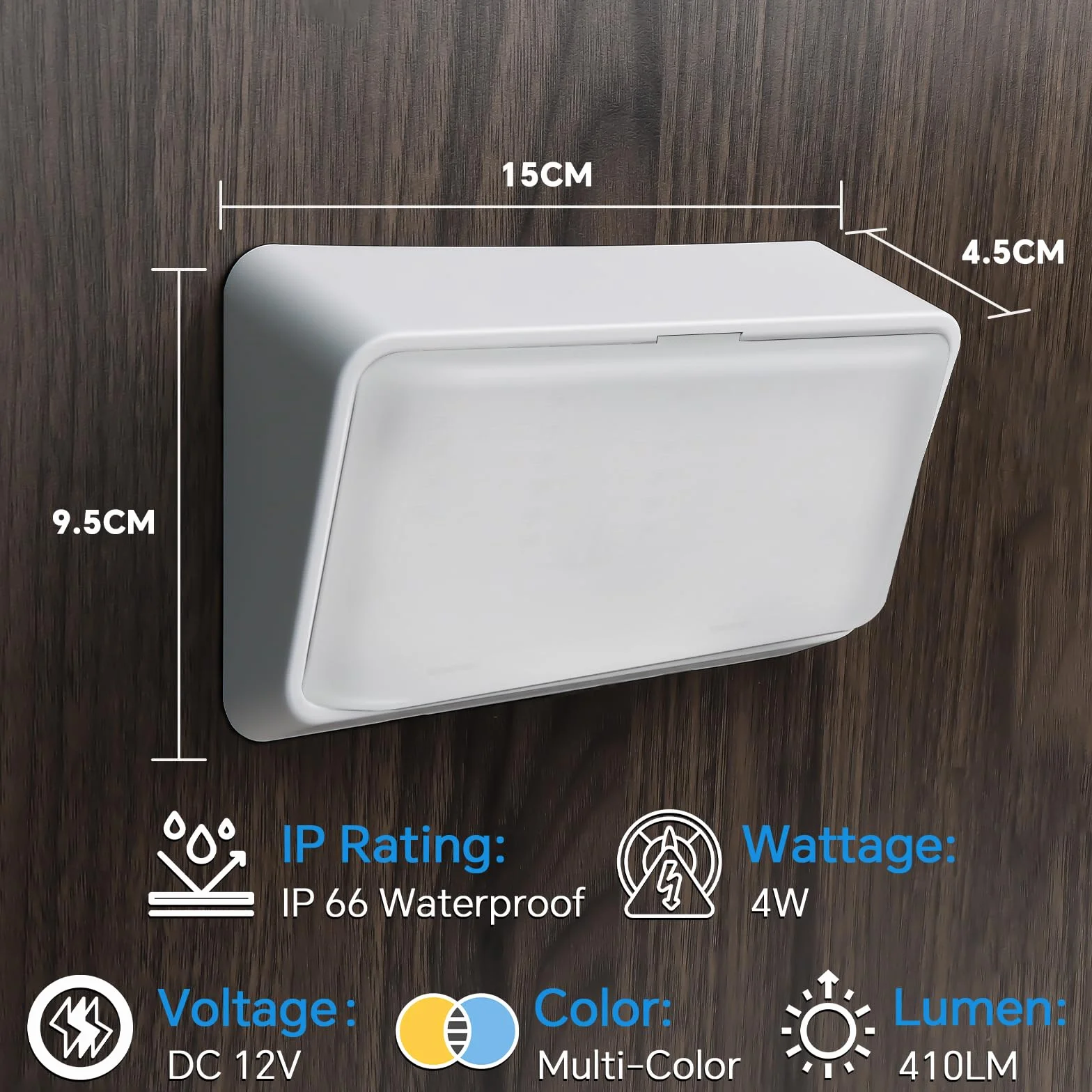acegoo Camper Luz LED de porche de doble color (blanco/ámbar) conmutable de 12V, luz exterior de repuesto para caravana, remolque, autocaravana, 410 lúmenes, IP66 Nano Impermeable(Blanco)