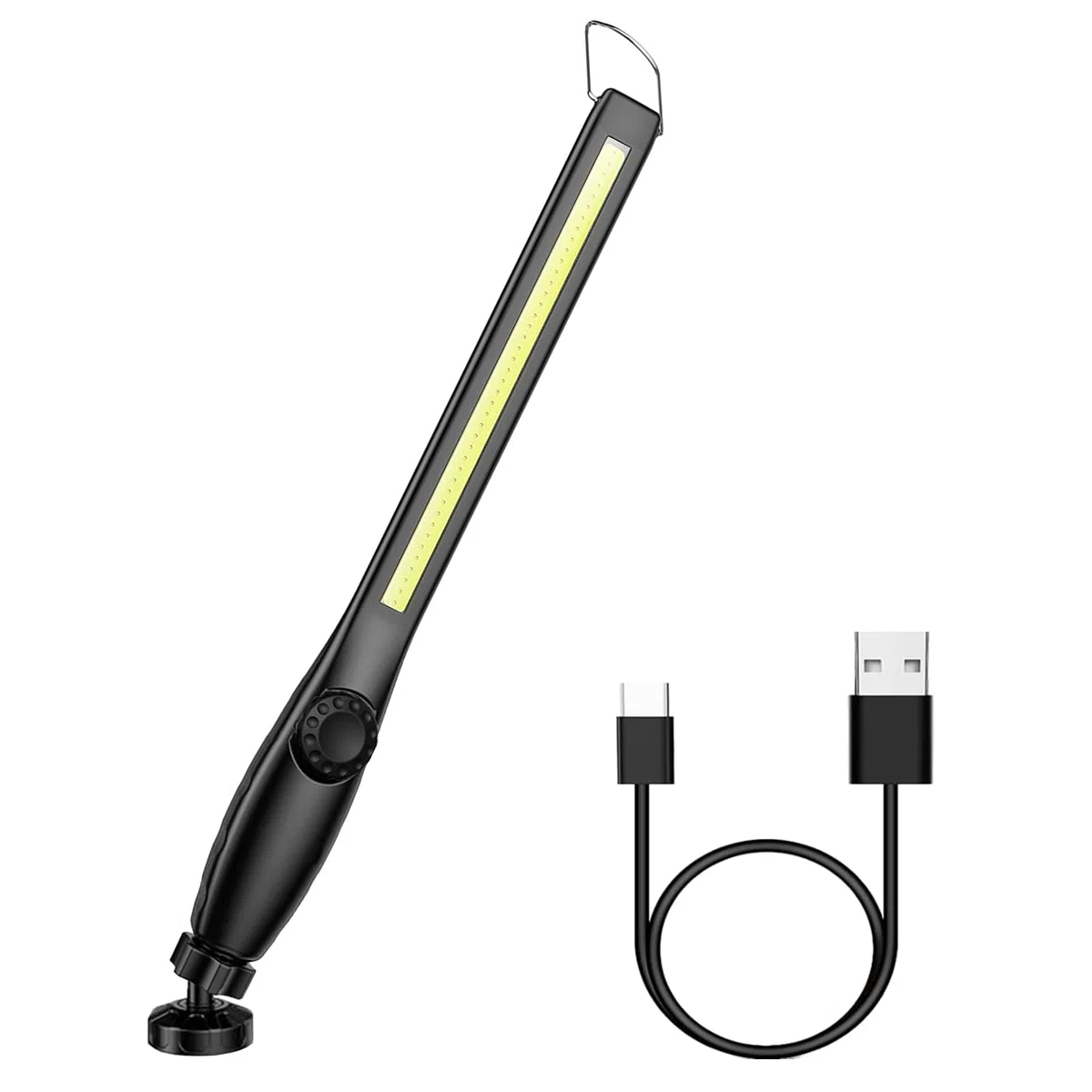 Linterna de Trabajo COB LED Recargable Iman Profesional, Linterna Trabajo LED Recargable USB, Luz de Trabajo Portatil, con Gancho, Base Imán, Cable USB para Casa Auto Camping Emergencia Reparacion