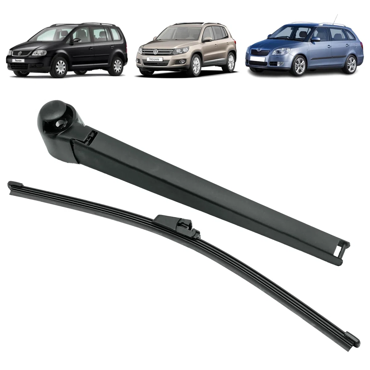 Brazo limpiaparabrisas trasero compatible para Fabia 2 Break (545) (2006-2014), Tiguan 1 (2007-2016) y Touran 1 (2003-2010). CON ESCOBILLA TRASERA. 1T0955707C