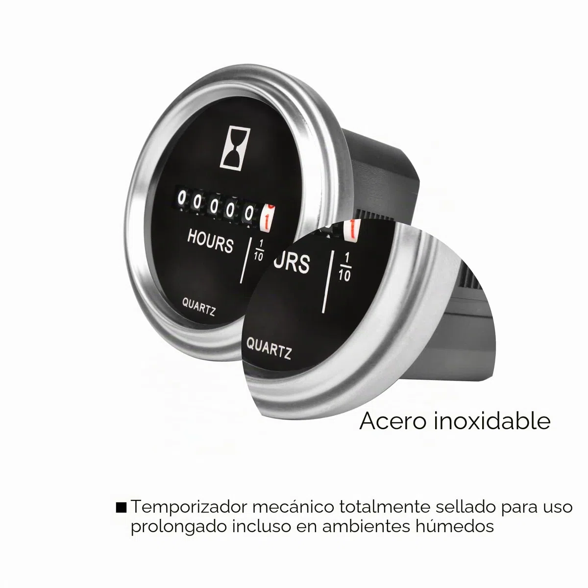 Contador de horas de funcionamiento de cuarzo redondo de 6 V hasta 80 V, anillo de acero inoxidable, contador de horas de funcionamiento, UTV, carrito de golf