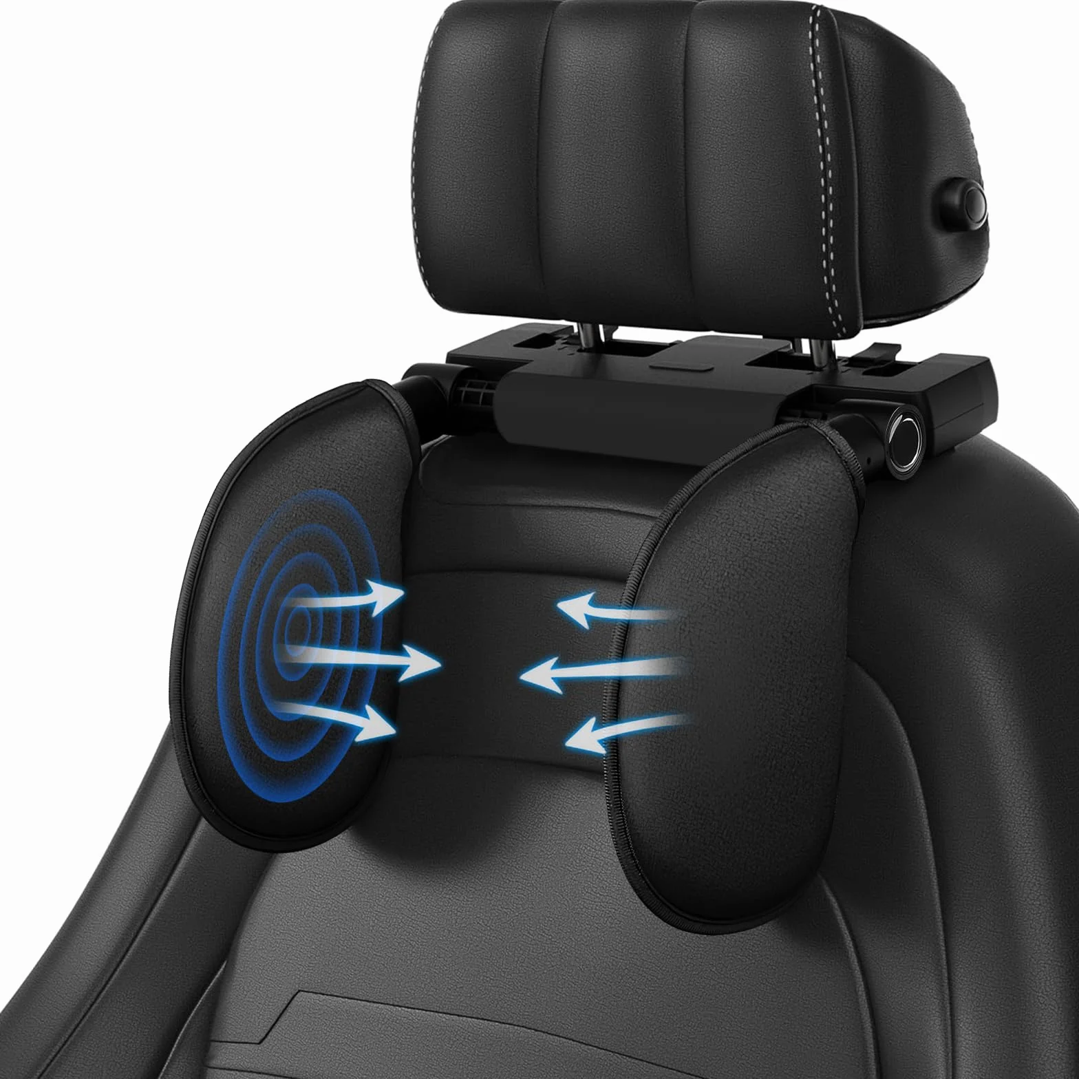Reposacabezas de Coche,Soporte Para El Cuello Retráctil y Extraíble Almohada Lateral del Reposacabezas para Automóviles, Apto Para Niños Adultos Reposacabezas para Coche (Negro)