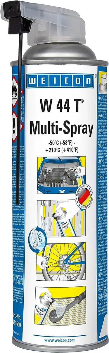 WEICON W 44 T Multi-Spray 500 ml, aceite multifuncional, 1 spray - 5 funciones: aceite penetrante, eliminador de óxido, protección anticorrosión, lubricante, spray de cuidado
