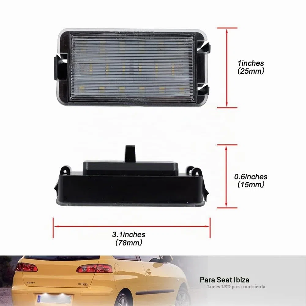 Luci Targa LED Compatibili con Seat Ibiza Cordoba Leon Toledo 1M Arosa, Fanale Posteriore Targa Lente Trasparente Super Luminoso Ricambio Accessorio 2 Pezzi