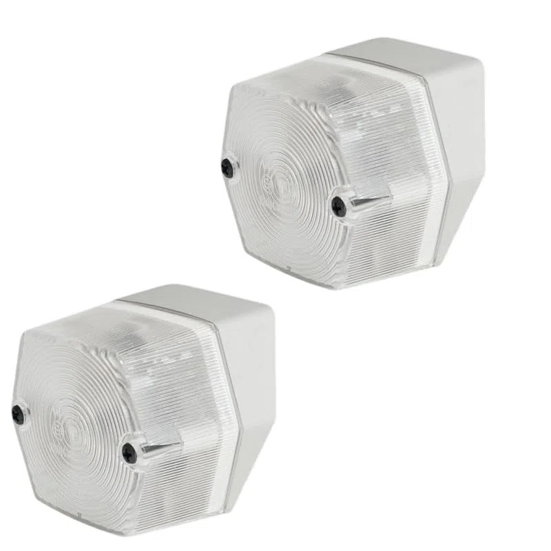 CR-MOESANCO® Juego de 2 Pilotos de Gálibo para Caravana, Remolque y Camión, Luces de Posición Delantera y Trasera, Multivoltaje 12V/24V (Varios Modelos) (BLANCO DELANTERO INCLINADO)