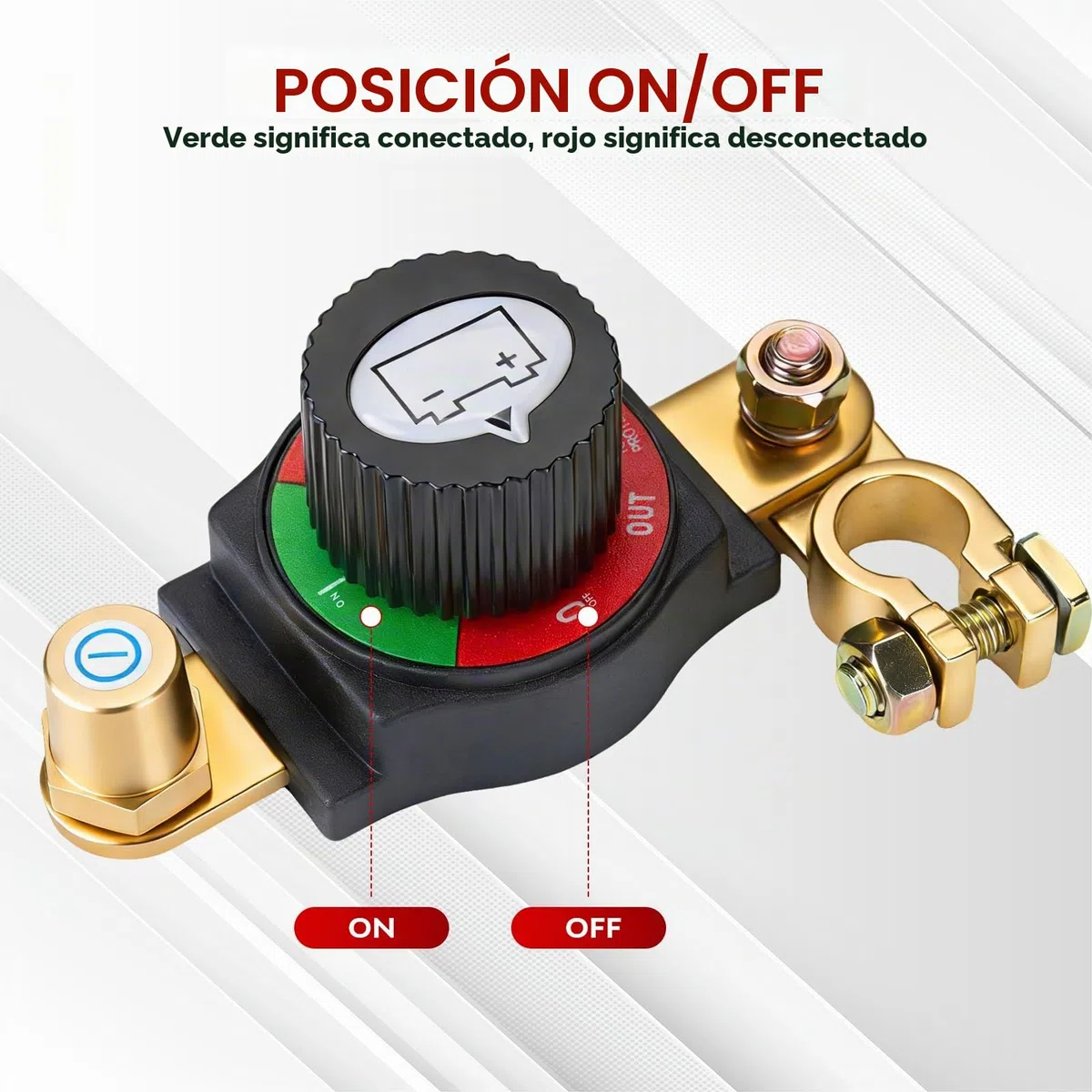 Desconectador de Bateria Coche 12V-48V, Cortacorrientes Coche Ajustable 180°, Interruptor Principal de Batería, Corta Corriente Bateria para Coche, Moto, Barco, Yate, Apto para el terminal negativo