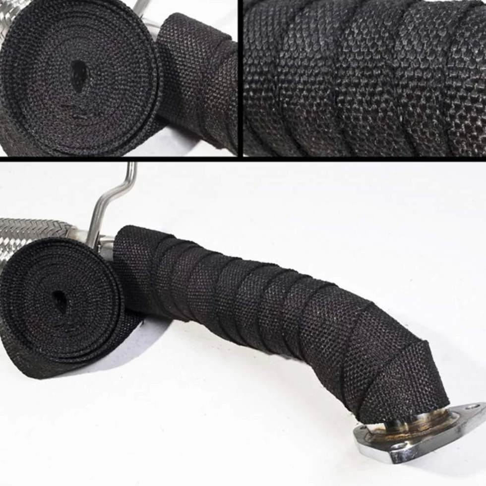 Yizhet Cinta de Escape, 15M x 5CM Cinta Anticalorica para Tubos de Escape Motocicleta, Cinta Calorica Escape, Cinta Térmica Escape Protección para Tubo Escape Moto con 4 Bridas Metálicas(Negro) | Fibra di Vetro, Aislante Térmica Contra Calor para Motocicl