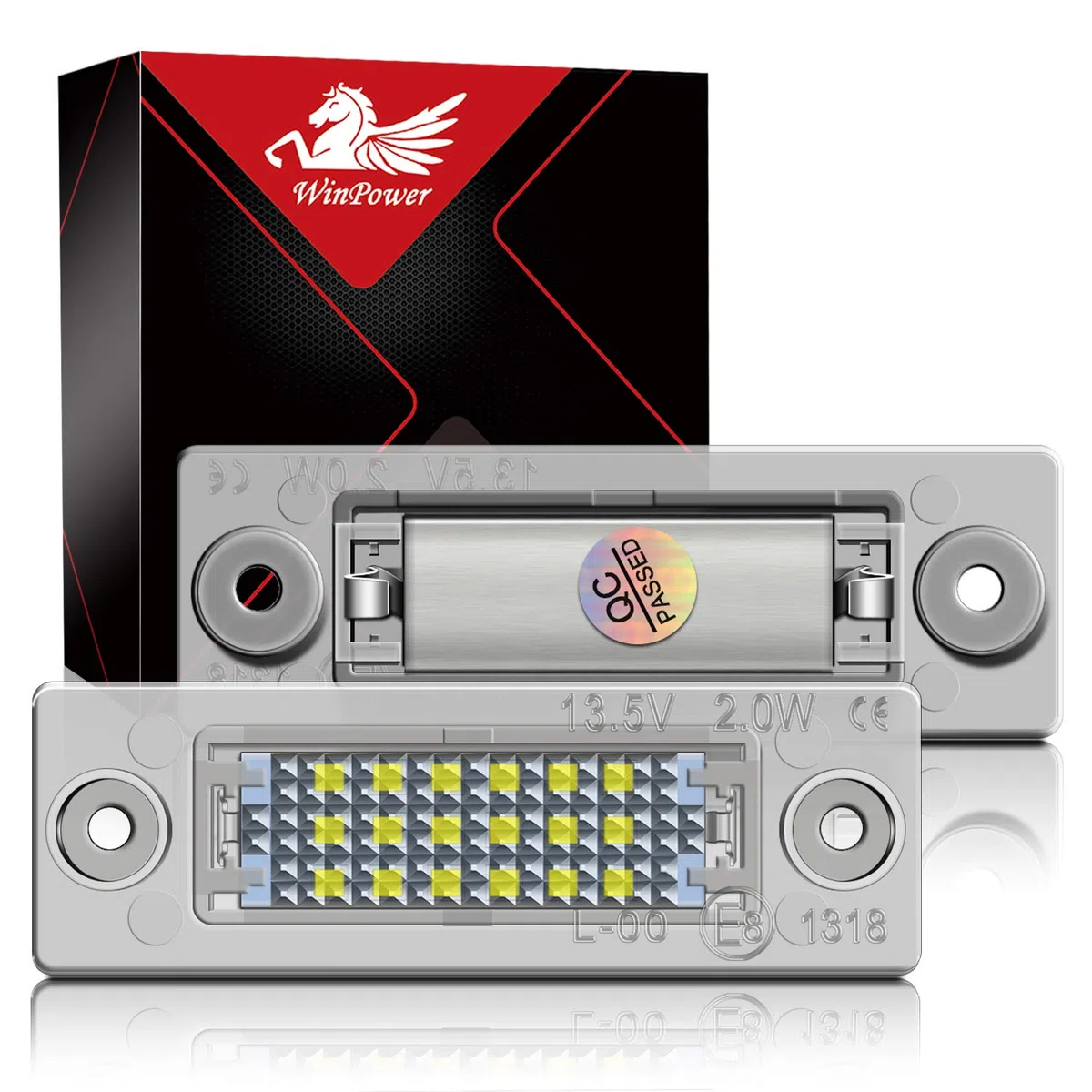 WinPower LED Luces matrícula Lámpara Numero plato 6000K Blanco Compatible con Passat B5.5/B6 Caddy MK3 Golf5 plus Jetta/Syncro MK5 Transporter T5 Touran1 Superb1 3U B5 etc., 2Pcs