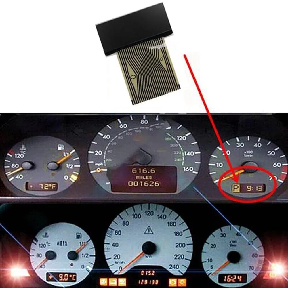 Pantalla LCD de repuesto para Mercedes W210 Clase E 1995 2000, W208 CLK y R170 SLK Class Dashboard Display
