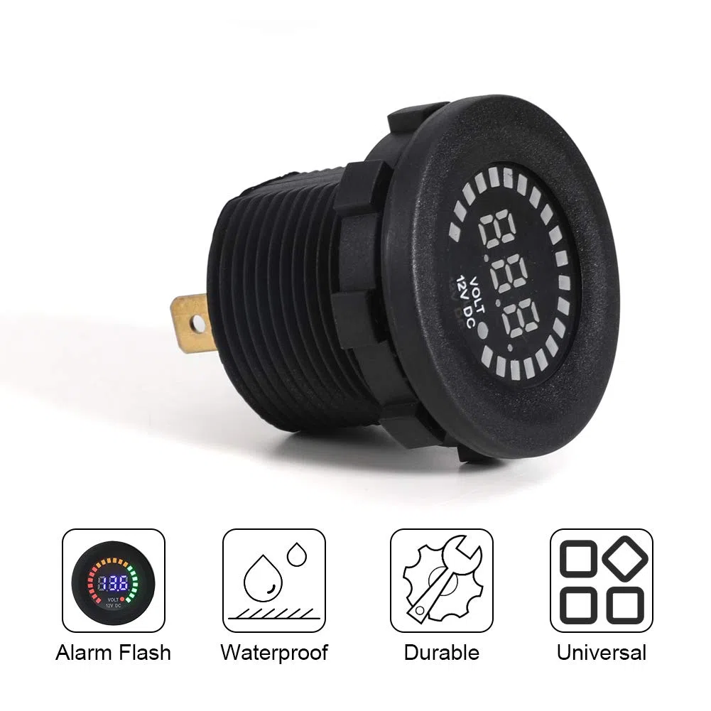 Haofy Voltímetro Digital Pantalla LED Impermeable Indicador de Bateria Universal Impermeable Voltímetro para DC 12v Moto Coche Motocicleta Camión Barco
