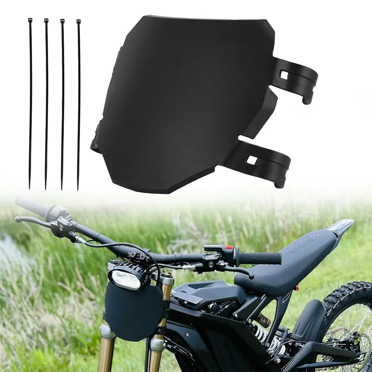 Placa de matrícula delantera universal para motocicleta Surron Light Bee X/L1e Talaria mx4 sx crf yz yzf E-bike Motocross, color negro