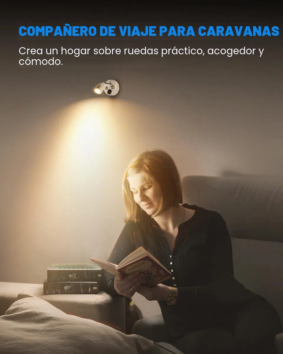 SUPAREE - Luz LED de Lectura de 12V, Interruptor Ajustable, Luz Cálida para Caravana, Barco, Luz Interior LED (2 Unidades) (A-ON/OFF Switch)