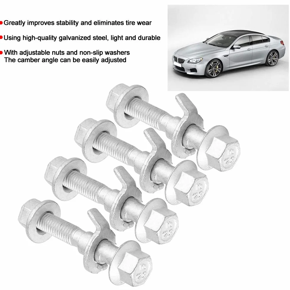 Aramox Tornillos De Alineación 4Pcs para Corrección De Camber En Ruedas Herramienta Ajustable 12mm Dureza 12 Compatible con La Mayoría De Vehículos