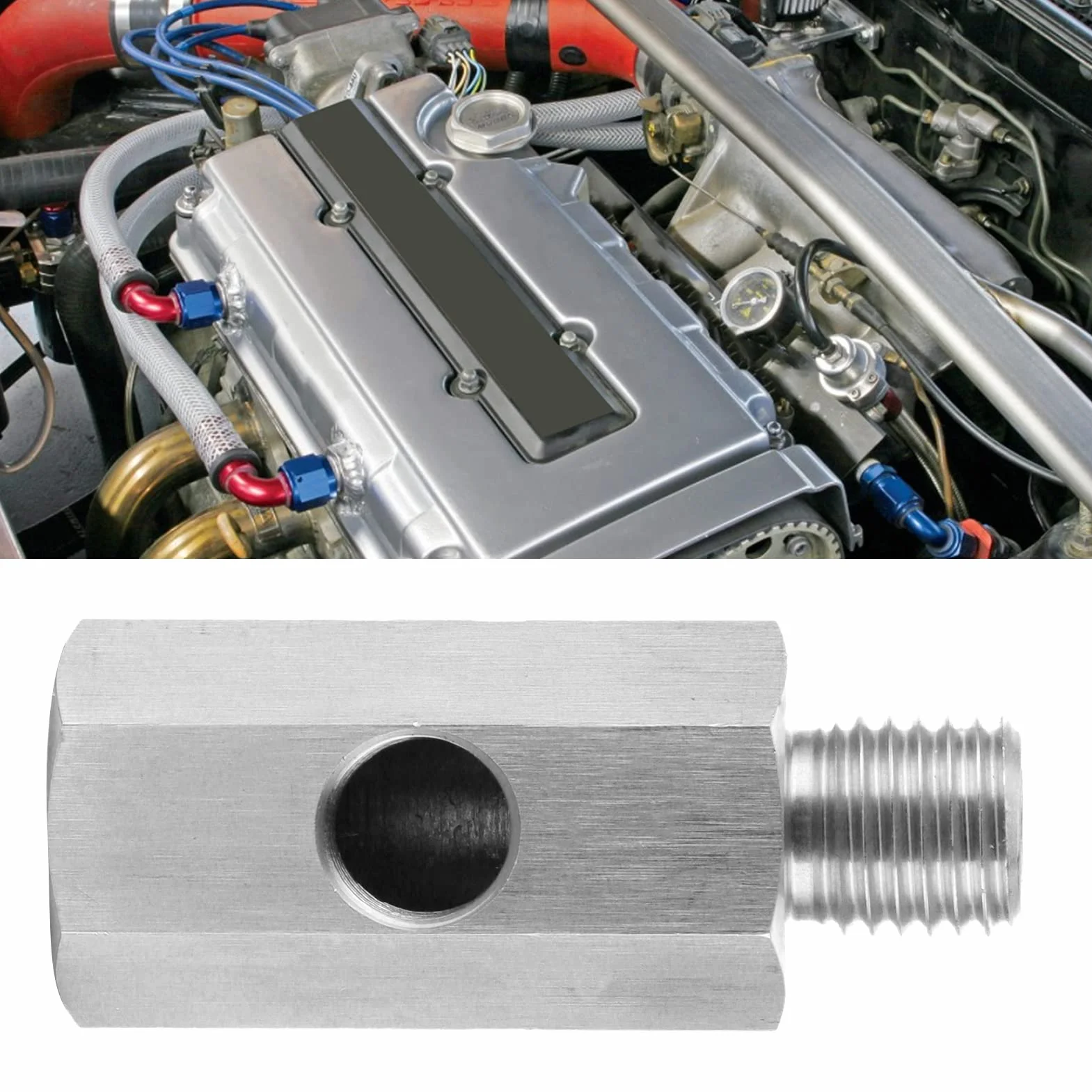 Accesorio Npt del sensor de presión de aceite, 1/8in a M12 X 1.5 Adaptador de acero inoxidable en forma de T Accesorio para automóvil