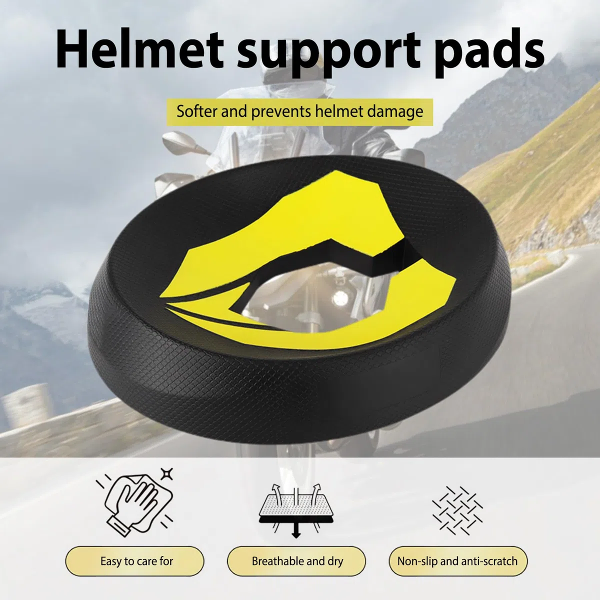 Anillo de soporte para casco de moto, pantalla y base de limpieza, soporte de mantenimiento antideslizante, almohadilla de protección compacta para motocicleta, moto de nieve, ATV, motocross o banco
