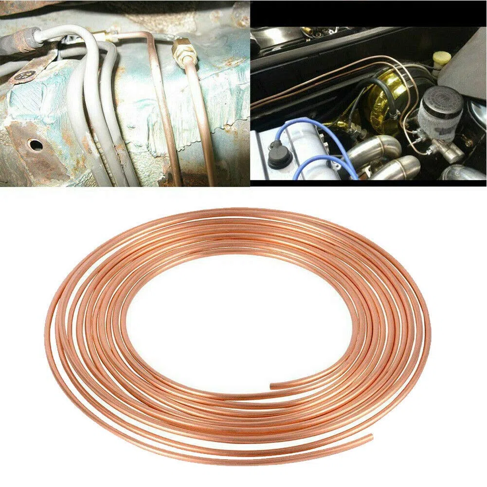 Tubo de freno de cobre de níquel Tubería de 25 pies 1/4 "Kit de línea de manguera de freno de repuesto de coche