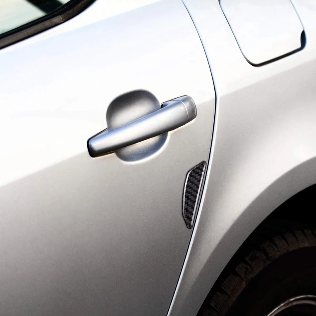WINOMO Adhesivos Decorativos Anti-Arañazos para Borde de Puerta de Coche, Tiras, 4 Piezas (Negro)