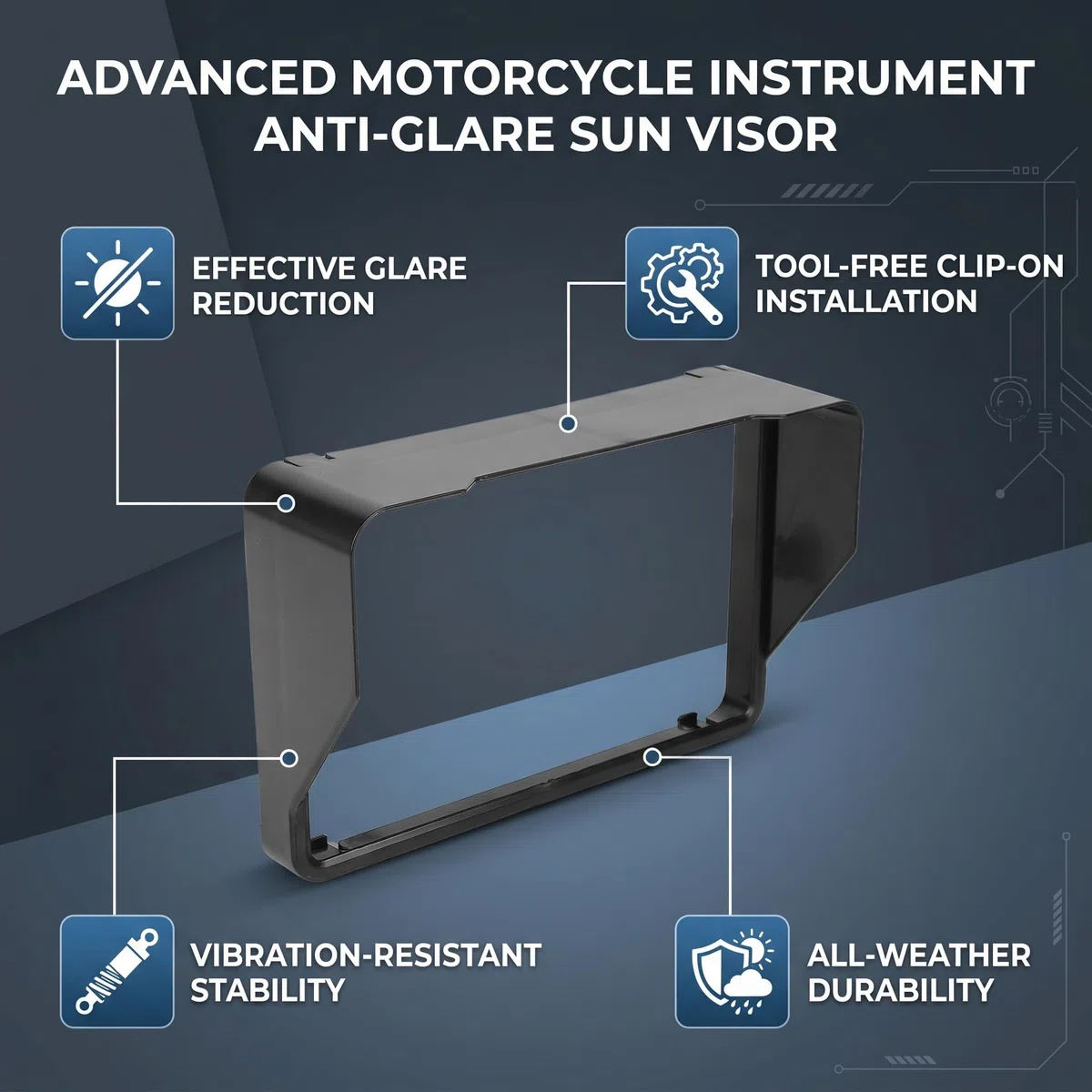 Generic ZONTES 368G 2024-2026 Instrumento de Motocicleta Apto para Visera Solar, Protector contra Reflejos Curvado, Instalación sin Herramientas, Material ABS, Pantalla de Velocímetro Negro Mate