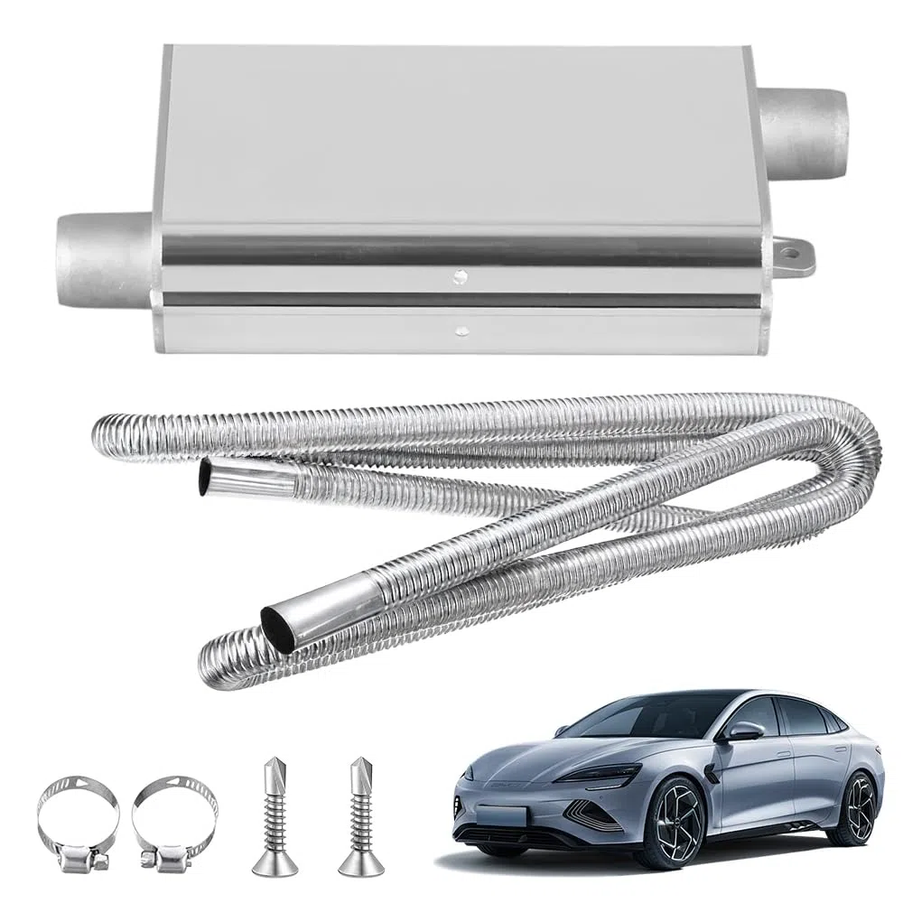 24mm Silenciador de Tubo de Escape, Silenciador de Escape, Silenciadores Escape Repuesto y Tubo de Escape de 200 cm Generaleación Aluminio Mejorado Para Sistemas Escape Automóviles(plata)