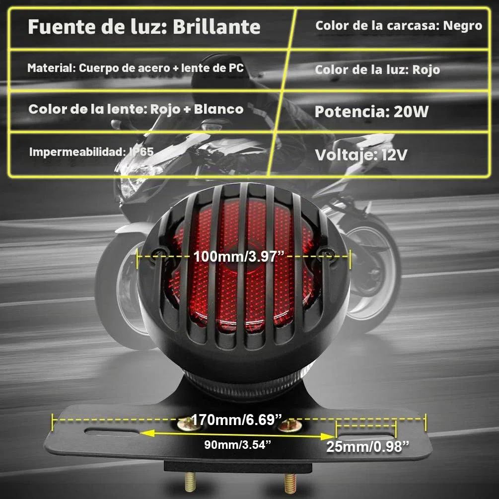 KATUR Luz de freno redonda para motocicleta, para Harley, Bobber o Chopper Custom