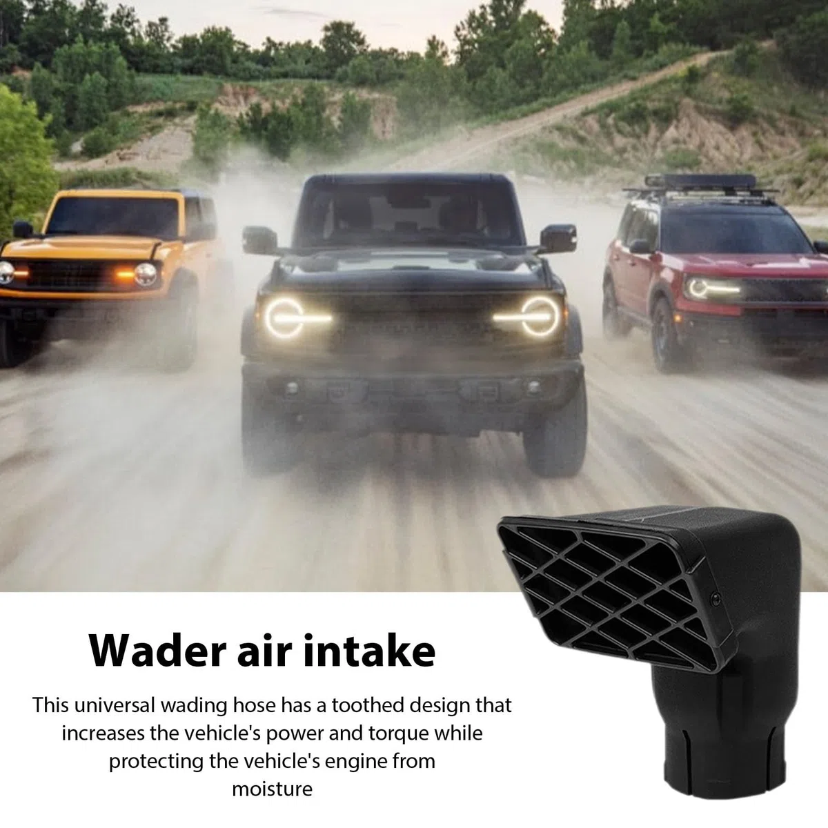 Cabezal de snorkel para barro de coche - Kit de admisión de aire, de snorkel | Cabezal de codo ligero para vehículos todoterreno, camiones 4x4, robusto de flujo de aire