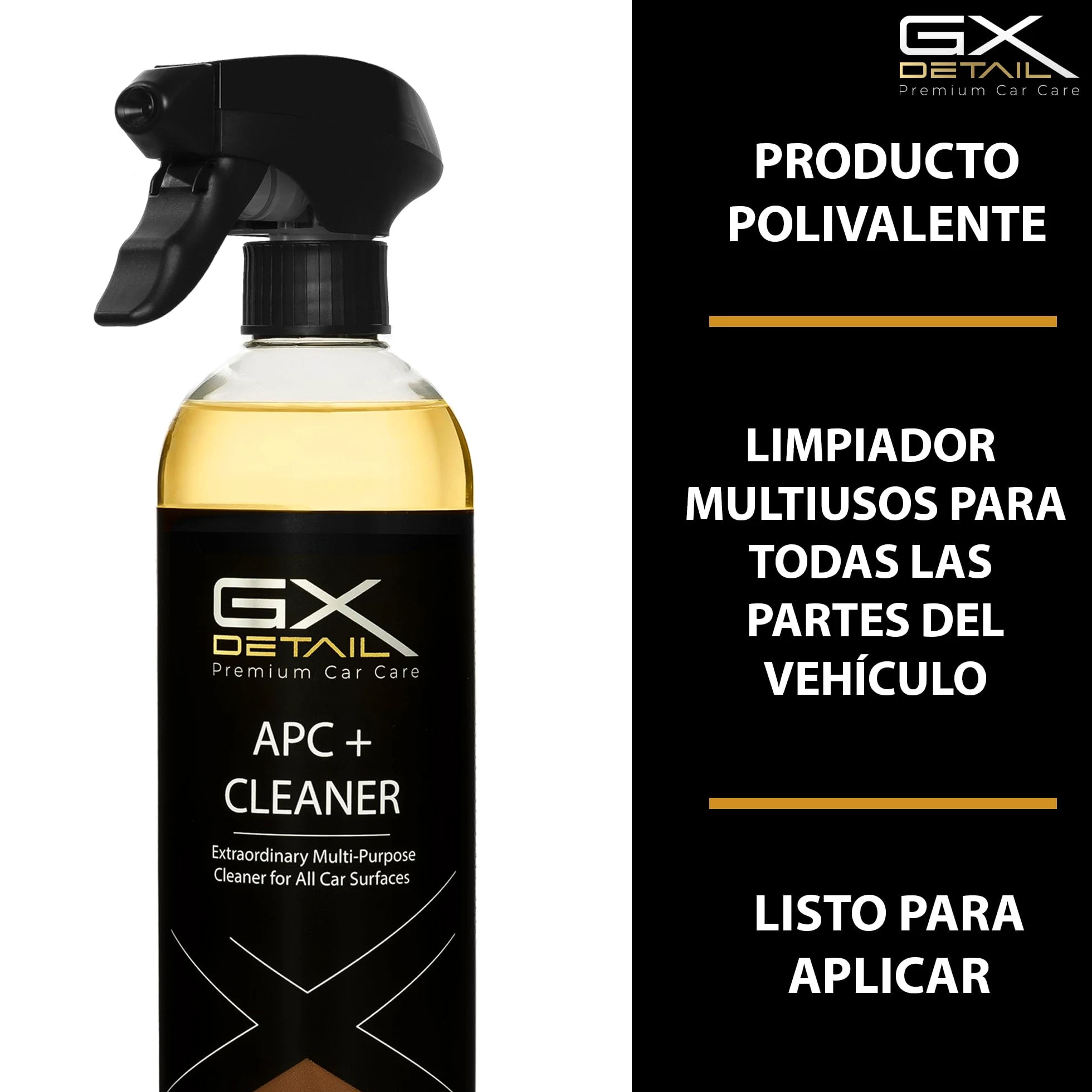 GxDetail APC Limpiador Multiusos para Coche 1 Litro – Limpieza Profunda en Interiores y Exteriores – Elimina Grasa, Suciedad y Manchas – Seguro para Tapicerías, Plásticos y Motores.