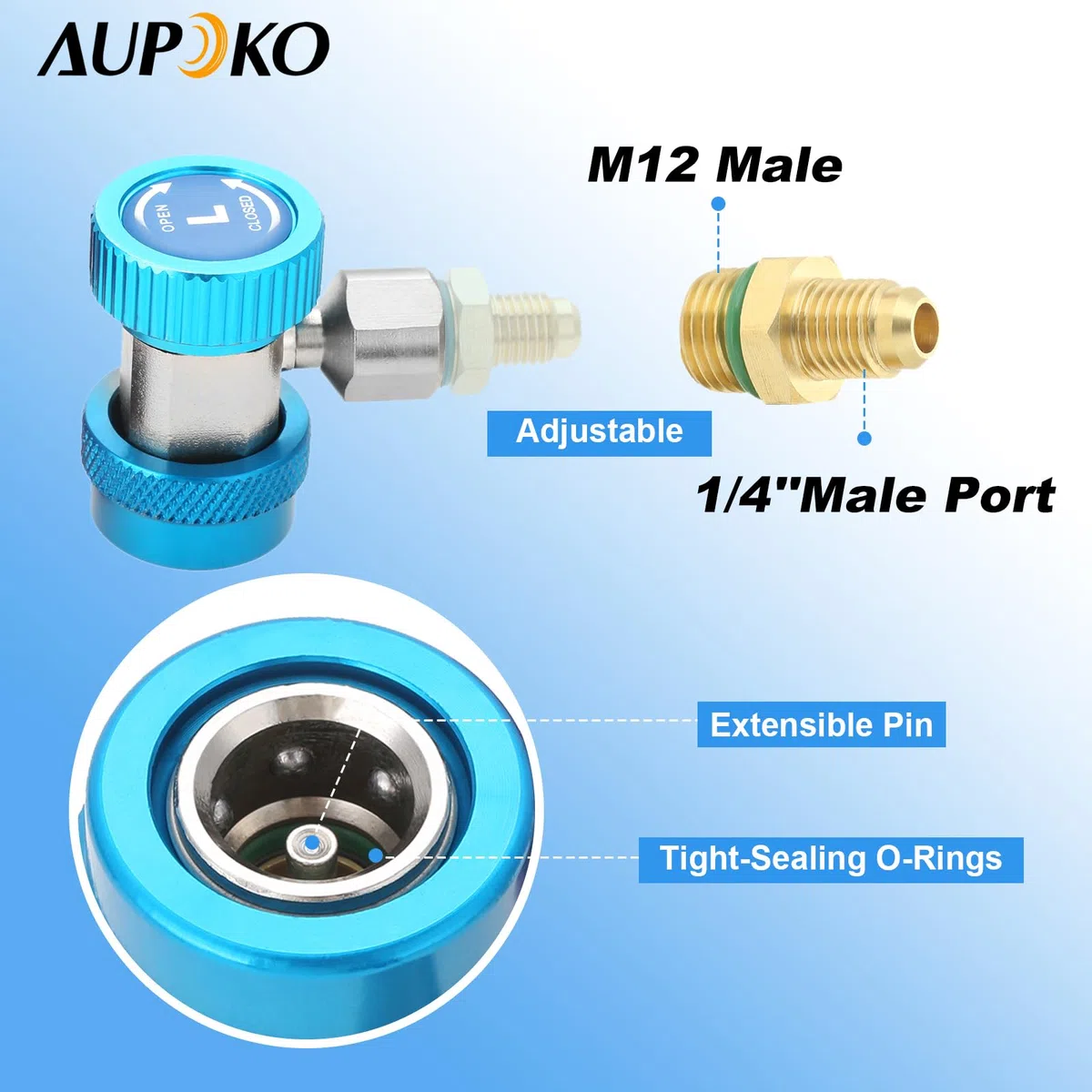Adaptador de Conector de Acoplamiento Rápido de CA R134a DE 1/4" SAE HVAC