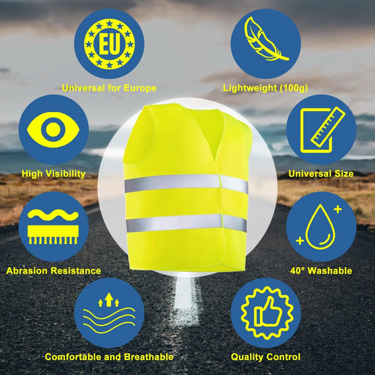 Chaleco Reflectante Homologado, 8 Piezas Chalecos Reflectantes Coche Alta Visibilidad Conforme a la Normativa Europea EN ISO 20471, Chaleco Security Adulto para Conductor Limpiador Trabajador