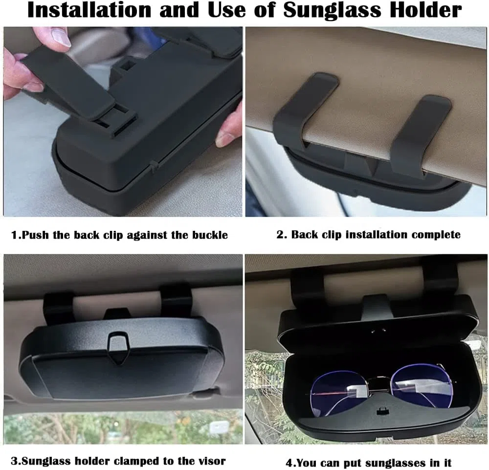 Soporte para Gafas de Sol para Coche, Estuche para Gafas, Caja de Almacenamiento, Funda para Gafas, Accesorios para el Interior del Coche Se Aplican a Todos los AUT (Negro)