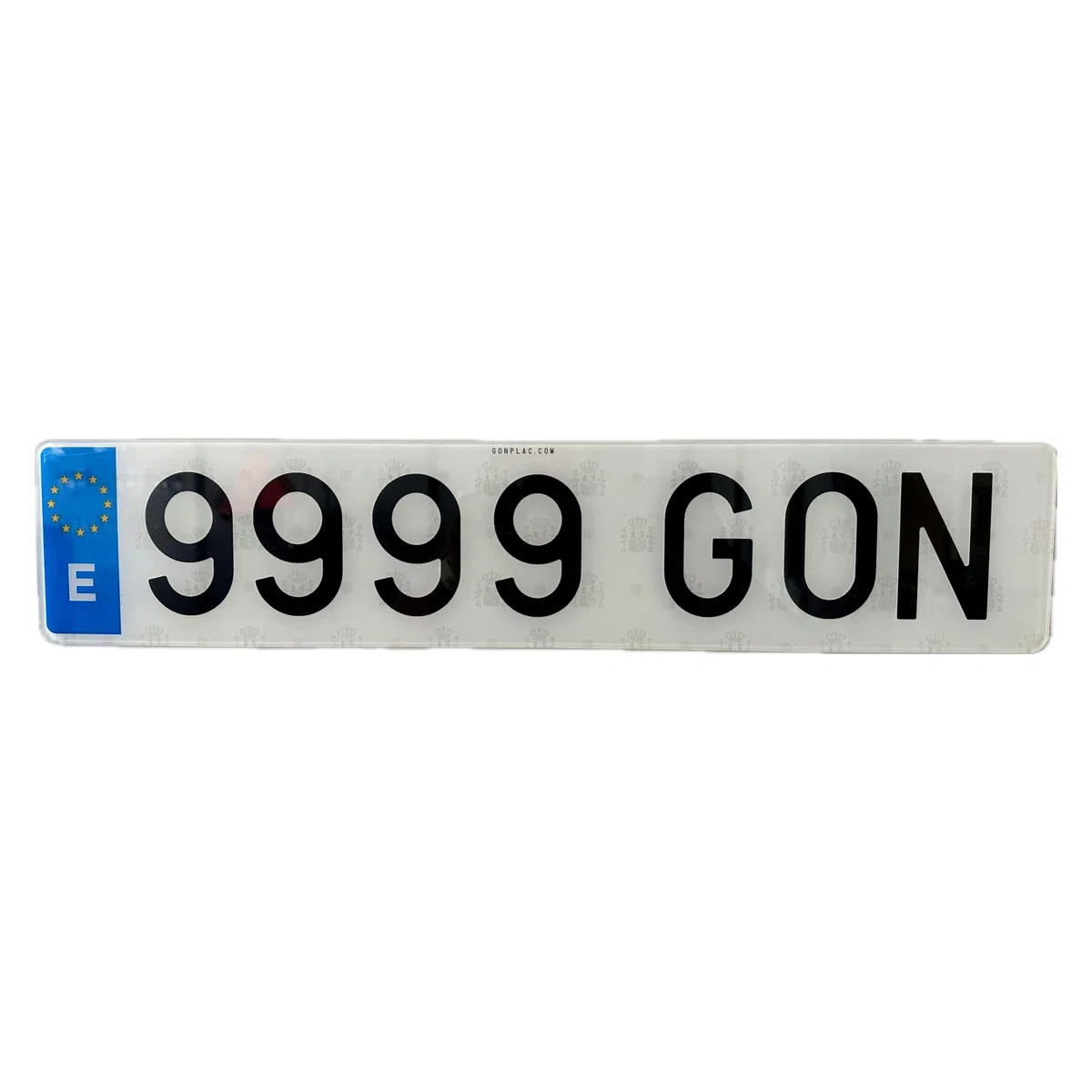 Gonplac Matrícula Acrílica Coche Homologada Alto Impacto Larga 52 x 11 CM & Alfa 34 x 11 CM (Conjunto 2 Und)