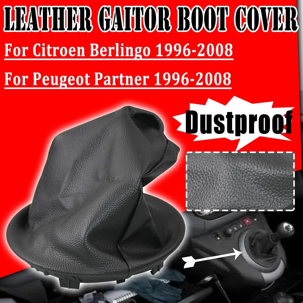 Funda antipolvo manual de cuero negro para palanca de cambios para Citroen Berlingo II Peugeot Partner 2008 2009 2010 2011 2012 2013 2014 2015 2016 2017 2018