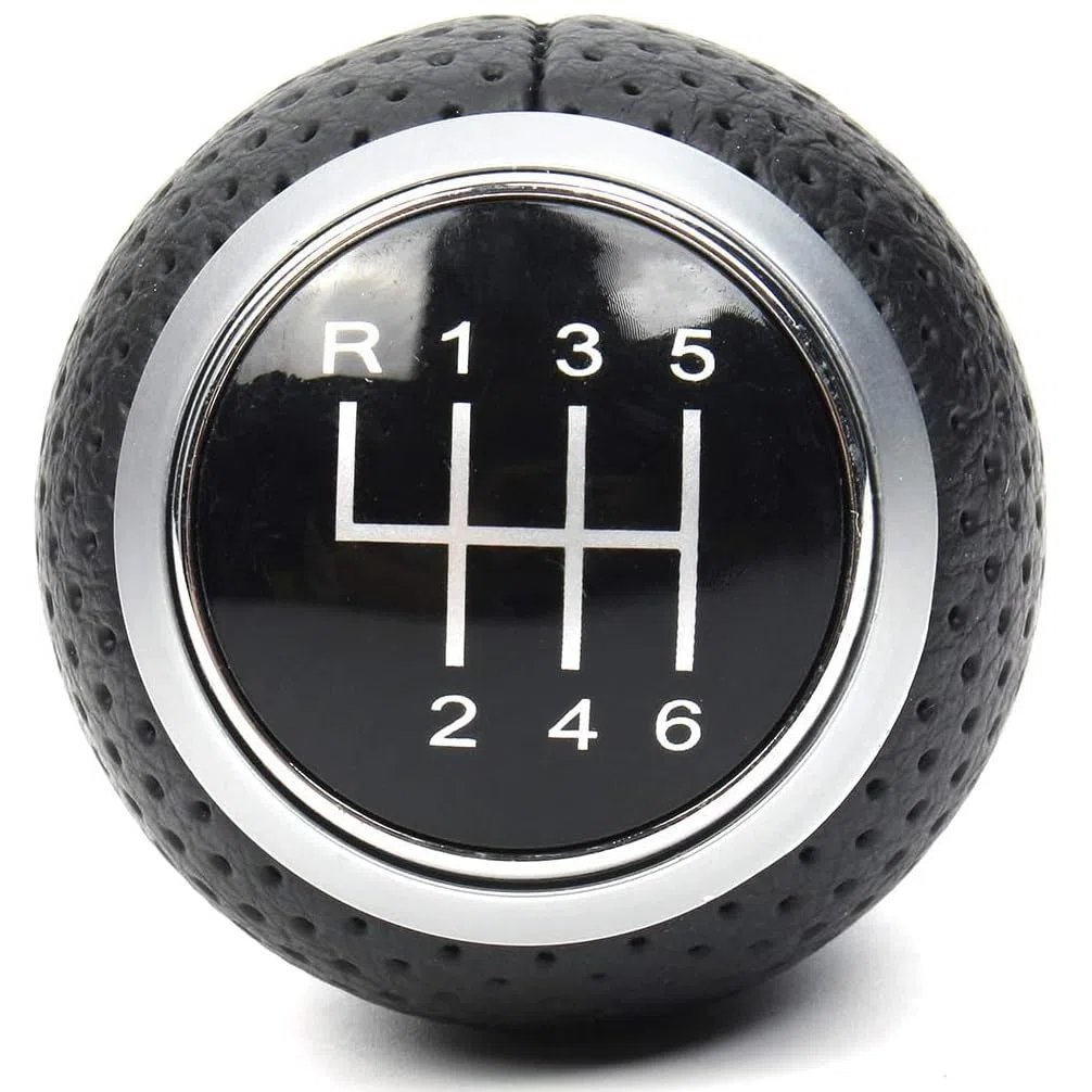 AUTOZOCO Pomo de 6 cambios marcha coche con perilla, Pomo cambio de marchas, Compatible con Audi A1 A3 A4 A5 B6 B7 B8 A6 S4 8K A5 8T Q2 Q3 Q5 8R S Line Passat Golf MK4 Seat Leon Ibiza 6J, Negro plata