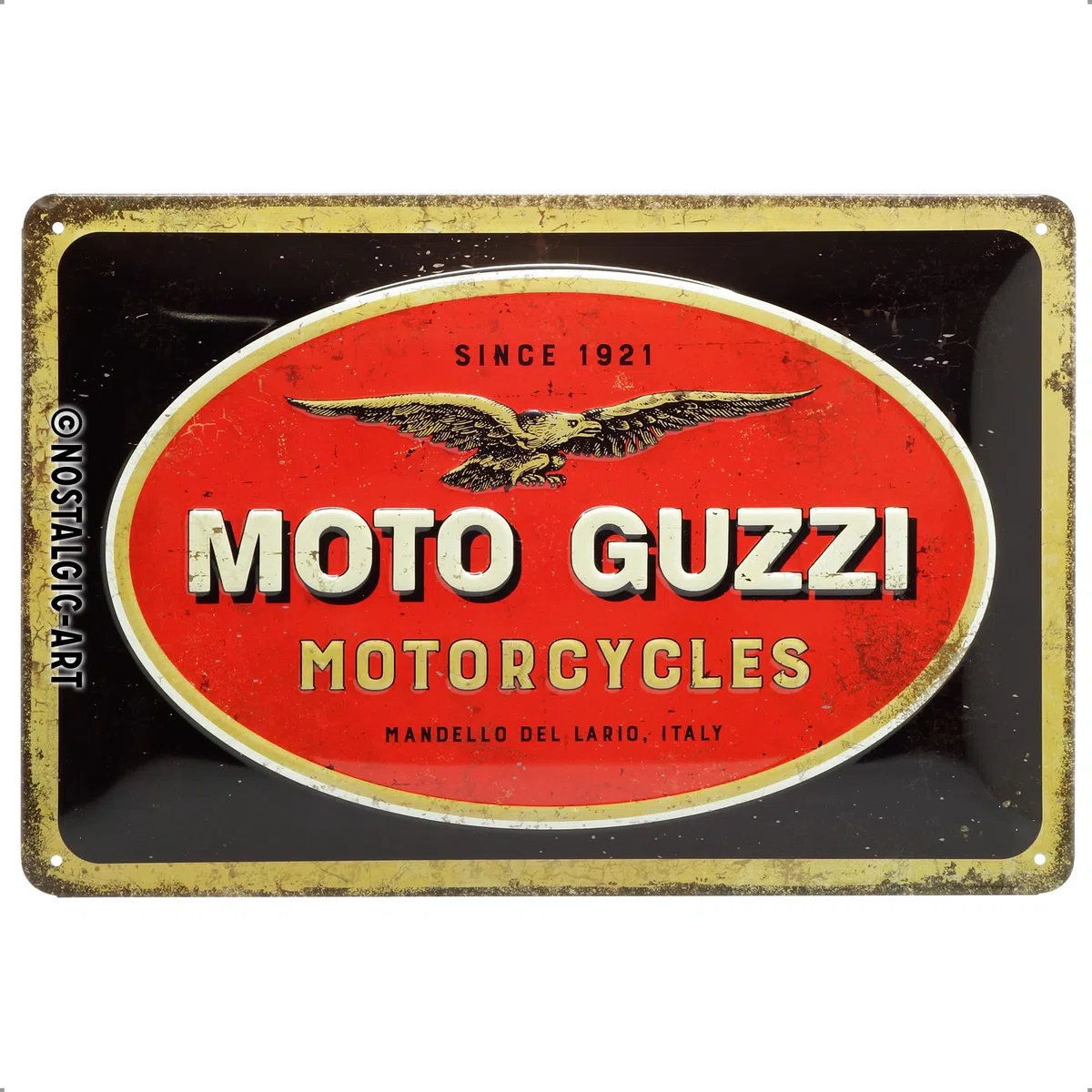 Nostalgic-Art Retro Tin Sign Moto Guzzi – Logo Motorcycles – Idea de Regalo para los Fans de Las Motos, metálico, Diseño Vintage, 20 x 30 cm