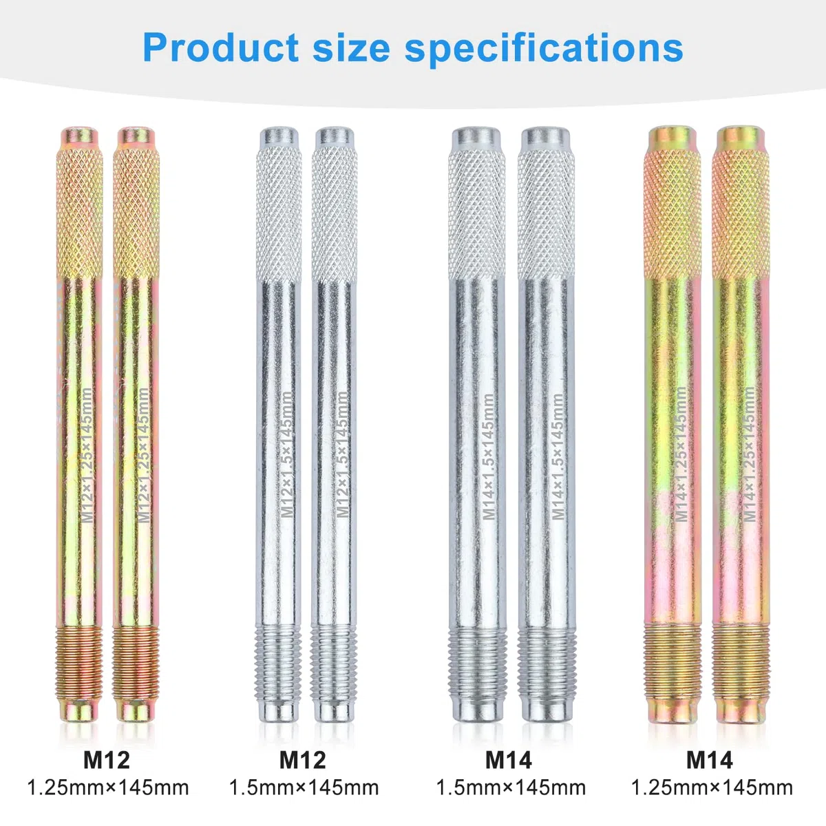Ayuda Montaje Ruedas Pasador de Guía de Rueda 8PCS M12x1.5 M12x1.25 M14x1.5 M14x1.25 Herramienta de Guía de Pasador Perno Universal De La Alineación Compatible con Vehículos Europeos